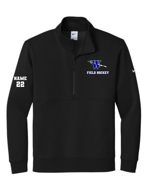 Custom Name & Number Waterford Field Hockey Nike 1/2 Zip Club Fleece