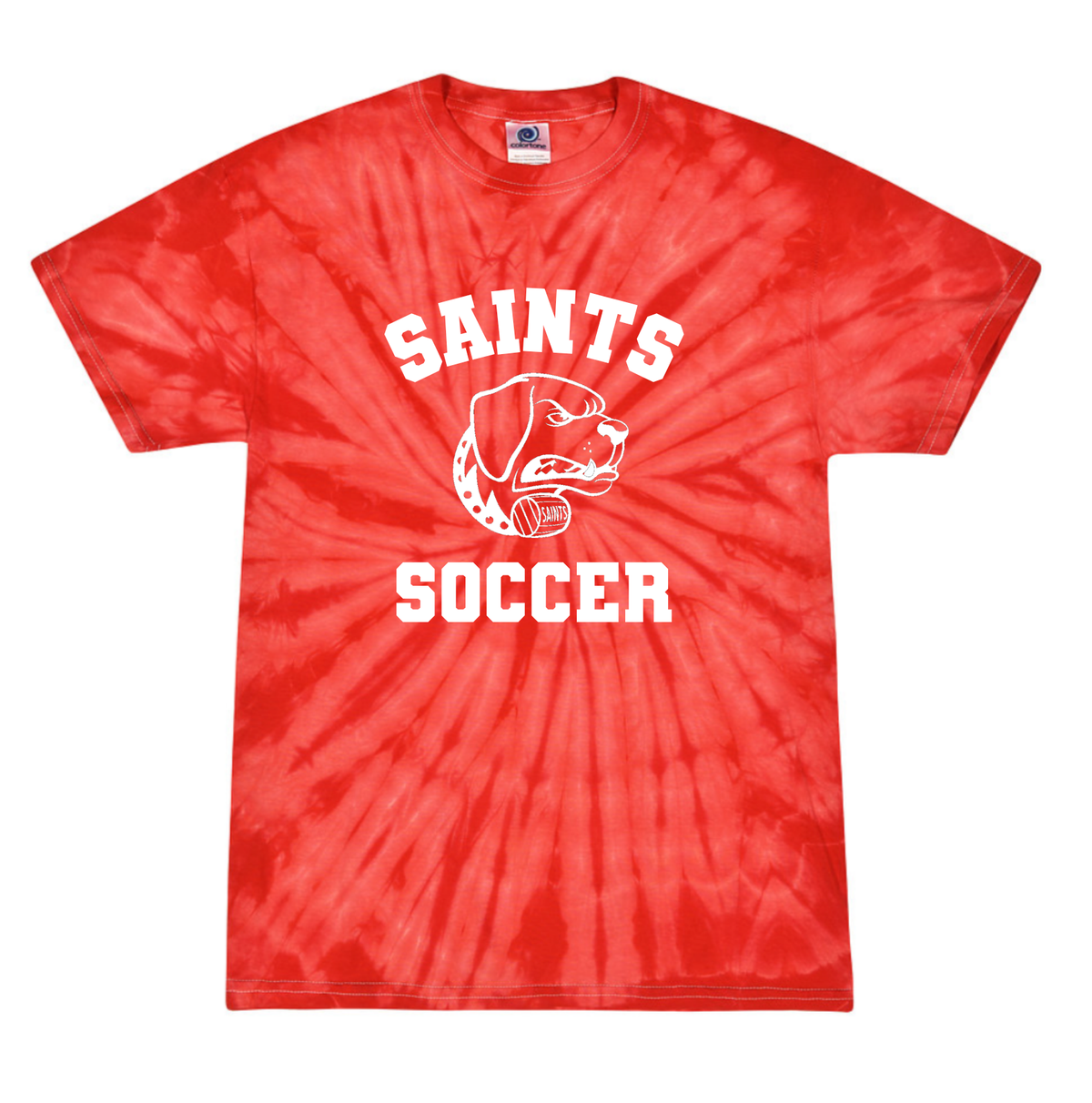 Saints Soccer Spider Red Tie Dye Tee