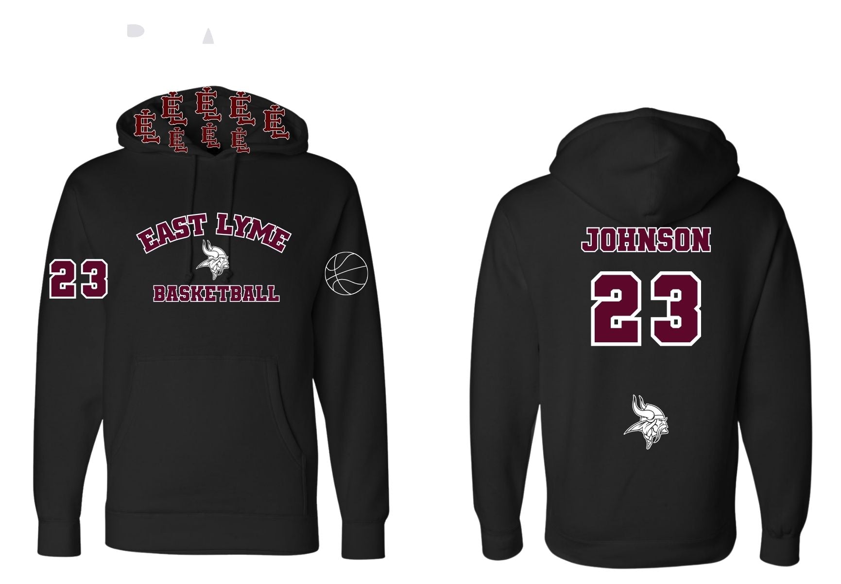 EL Basketball Custom Name & Number Sublimated Hoodie