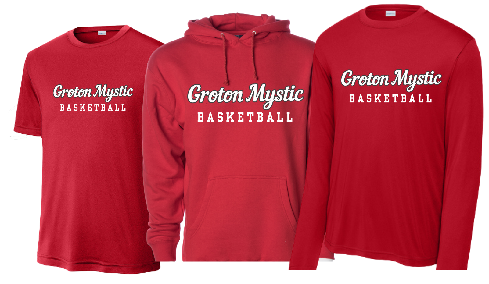 Groton Mystic Red Dri fit Hoodie, Tee, or Long Sleeve