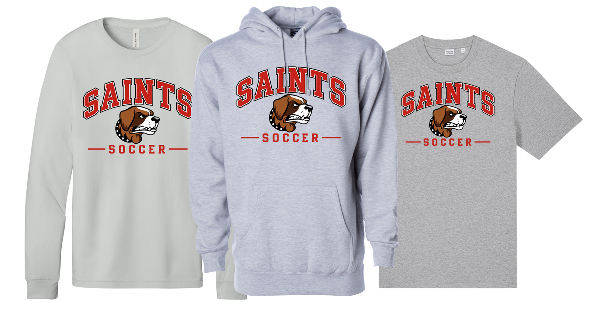 Grey SAINTS SOCCER Premium Hoodie / Long Sleeve/ Short Sleeve
