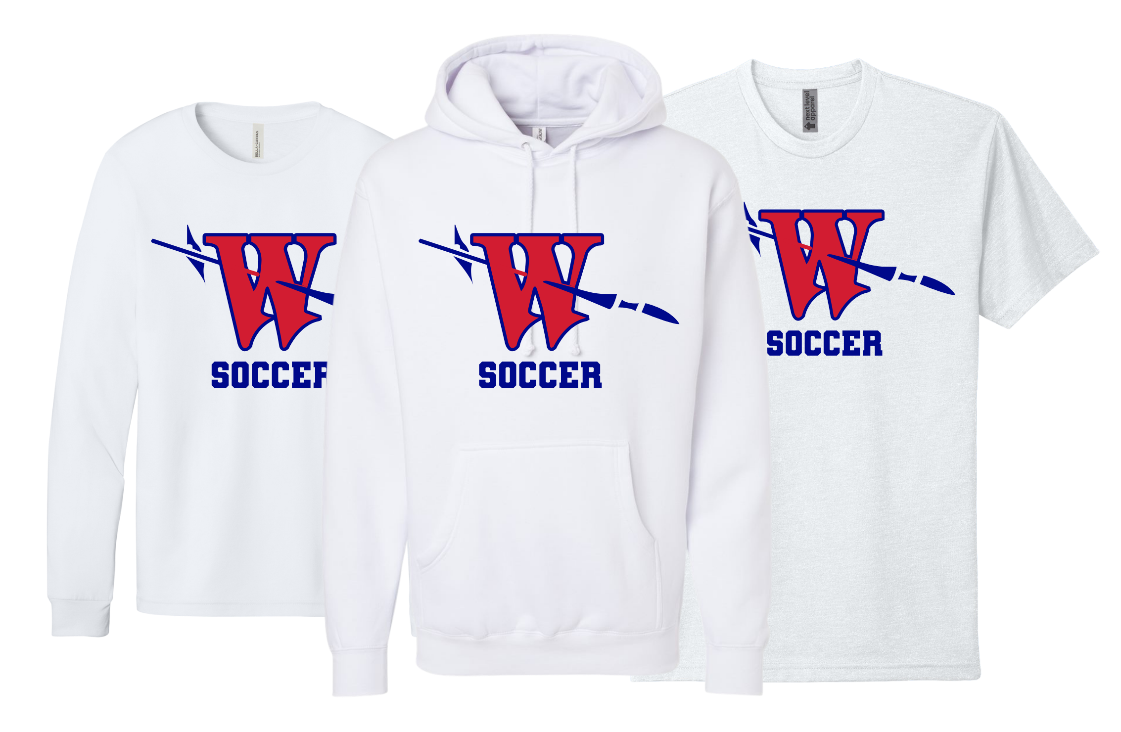 Waterford Soccer  White  Premium Hoodie or Long Sleeve or Short Sleeve