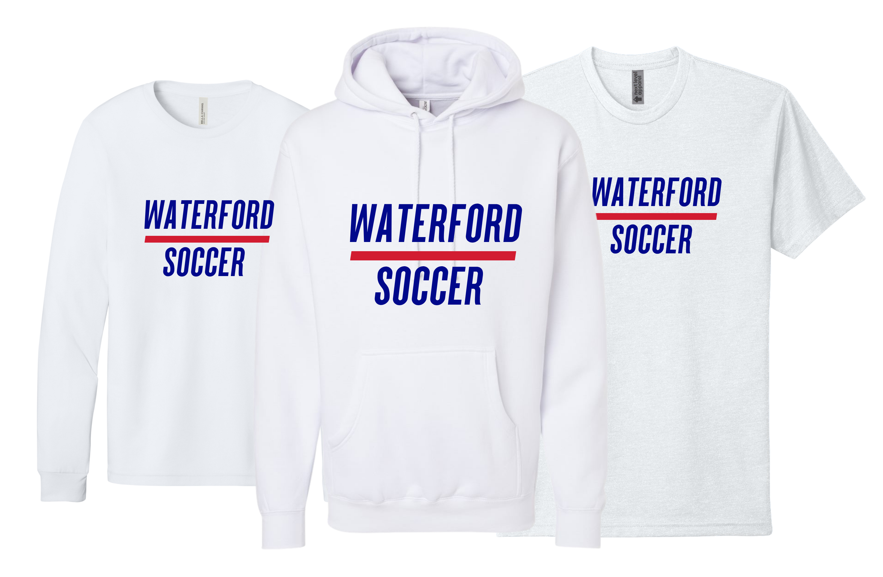 Waterford OVER Soccer  White  Premium Hoodie or Long Sleeve or Short Sleeve