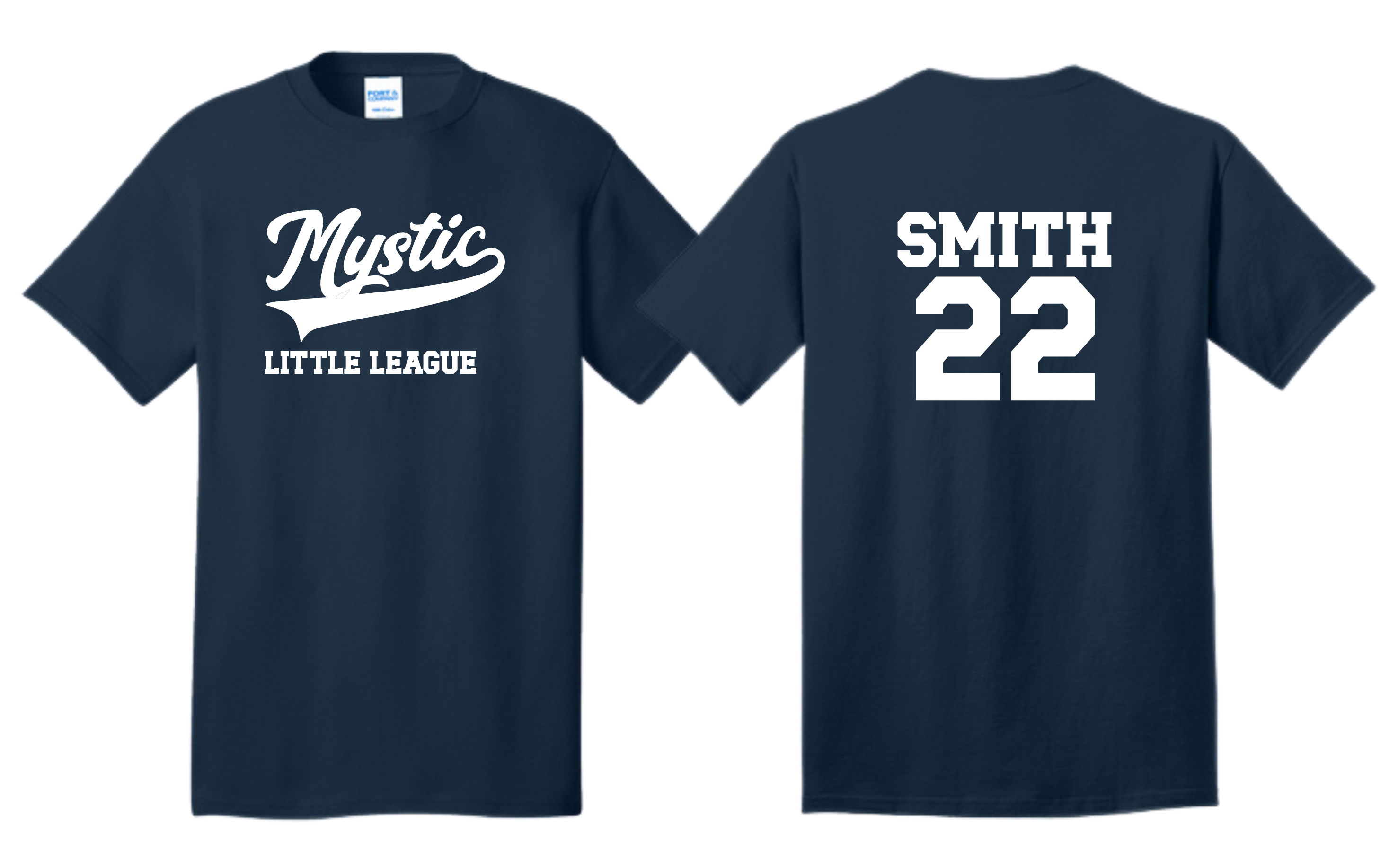 Mystic Little League Custom Name and Number Tshirt