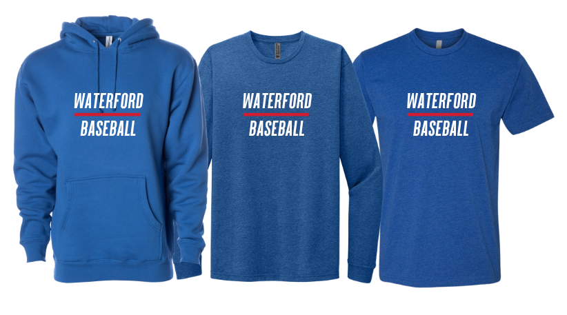 Waterford OVER Baseball ROYAL Heavyweight Hoodie / Long Sleeve/ Short Sleeve