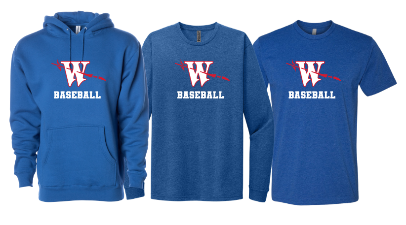 Waterford Baseball ROYAL Heavyweigh Hoodie / Long Sleeve/ Short Sleeve