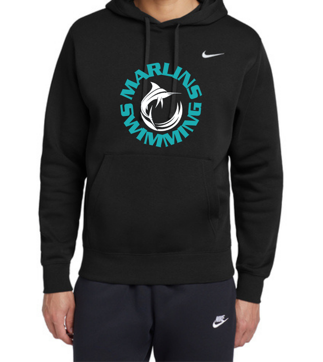 Marlins Black Swimming Nike Club Fleece Hoodie