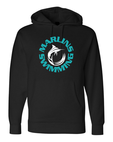 Marlins Black Swimming Heavyweight Hoodie