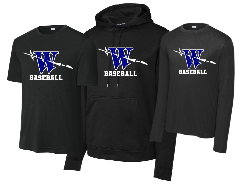 Waterford Baseball Black Dri-fit Hoodie / Long Sleeve/ Short Sleeve